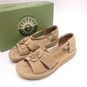 Earth Shoe Kalei Sand Leather Floral Comfort Sandals Womens 8.5W